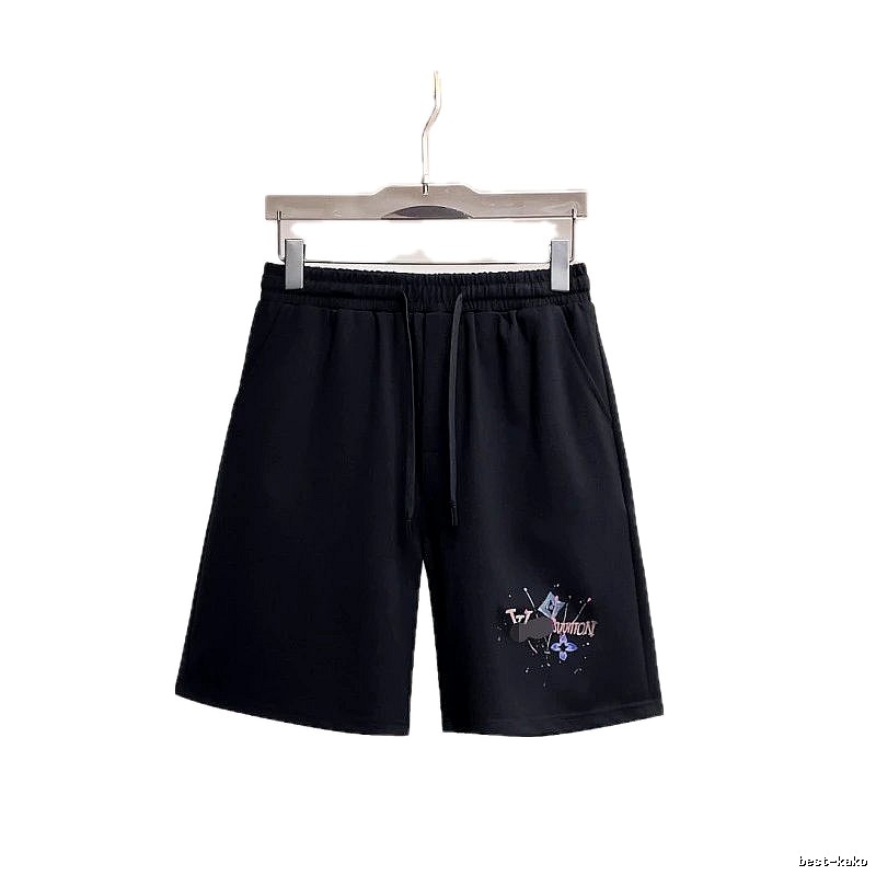 LouisVuitton Graffiti Casual Style Black Shorts