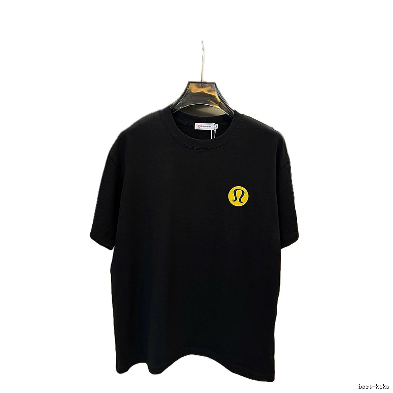 lululemon Printed Casual Style Black Short Sleeve T-Shirt