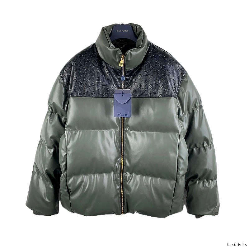 LV classic style fashionable dark green down jacket