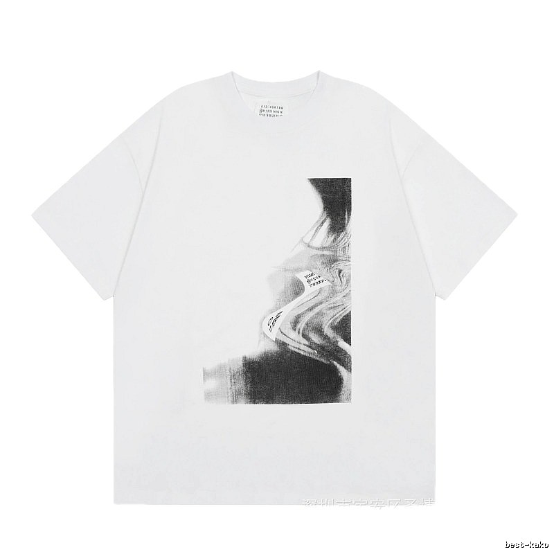 Maison Margiela Abstract Ink-wash Style White Short-sleeve T-shirt