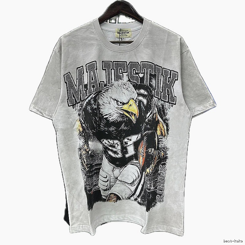 MAJESTIK Rugby Street Style Distressed White T-Shirt