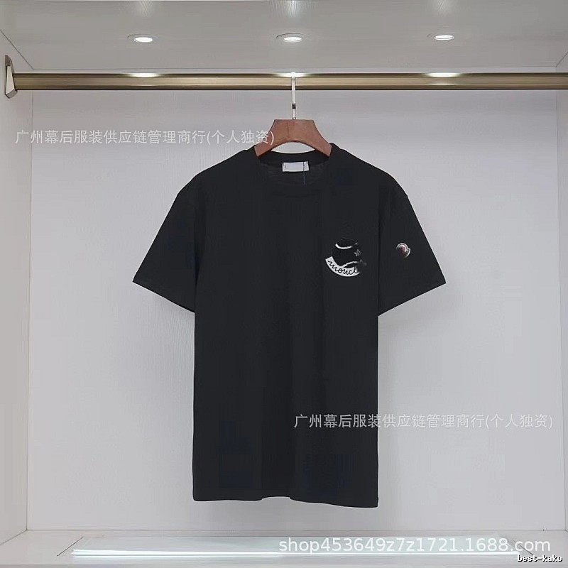 Moncler Embroidered Casual Black Short-sleeve T-shirt