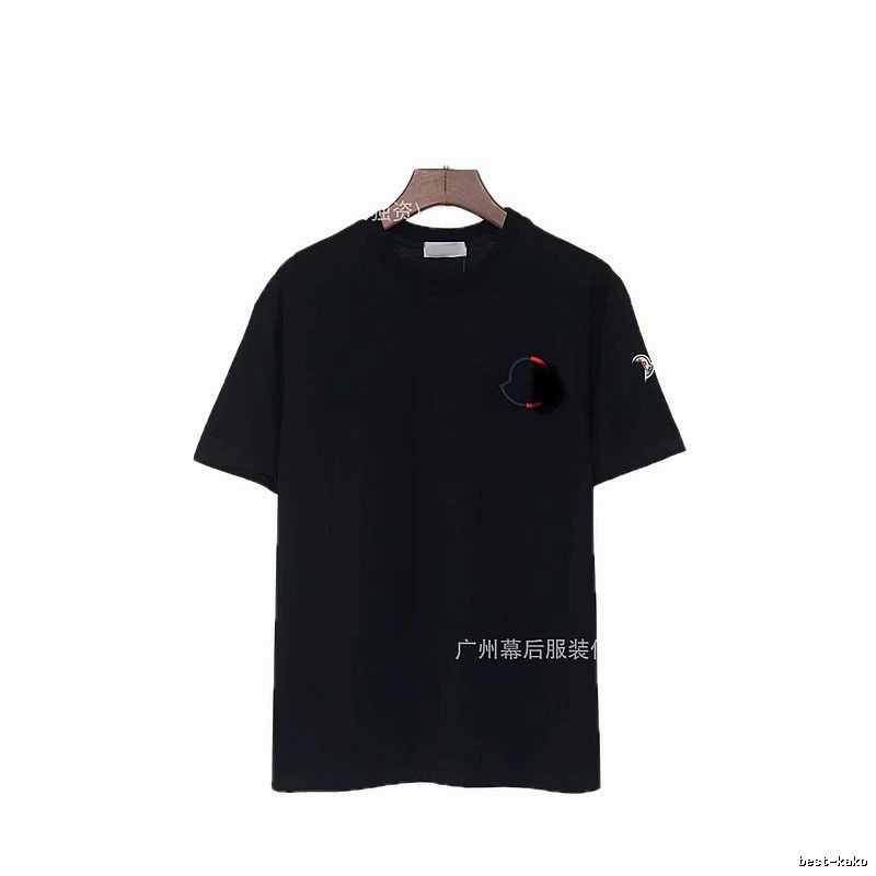 Moncler Embroidered Casual Black Short-sleeve T-shirt