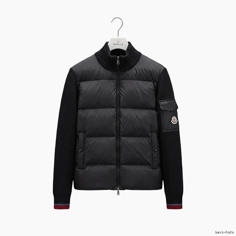 Moncler knitted and spliced black down jacket