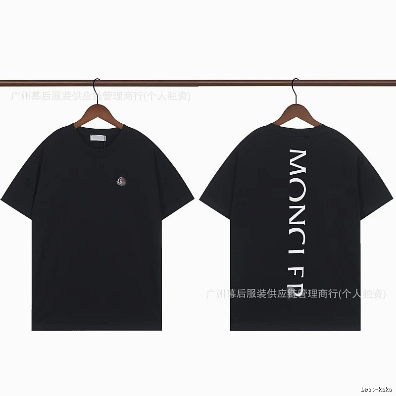 Moncler Letter Print Casual Style Black T-Shirt