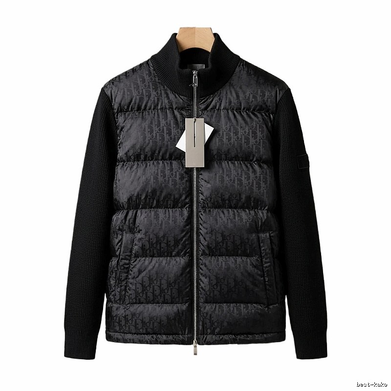 Moncler letter - printed black down jacket