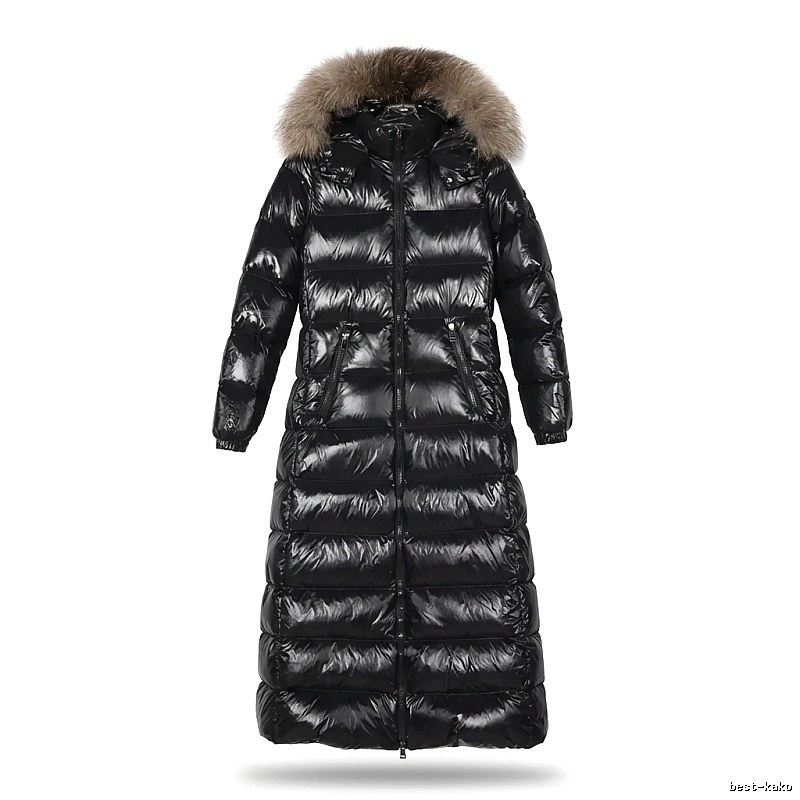 Moncler long shiny black down jacket