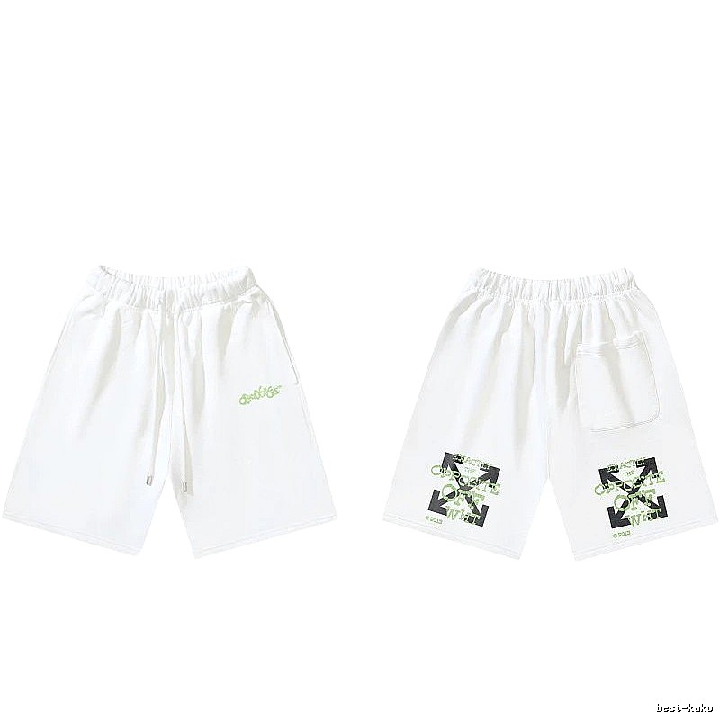 Off-White 008 style white trendy brand shorts