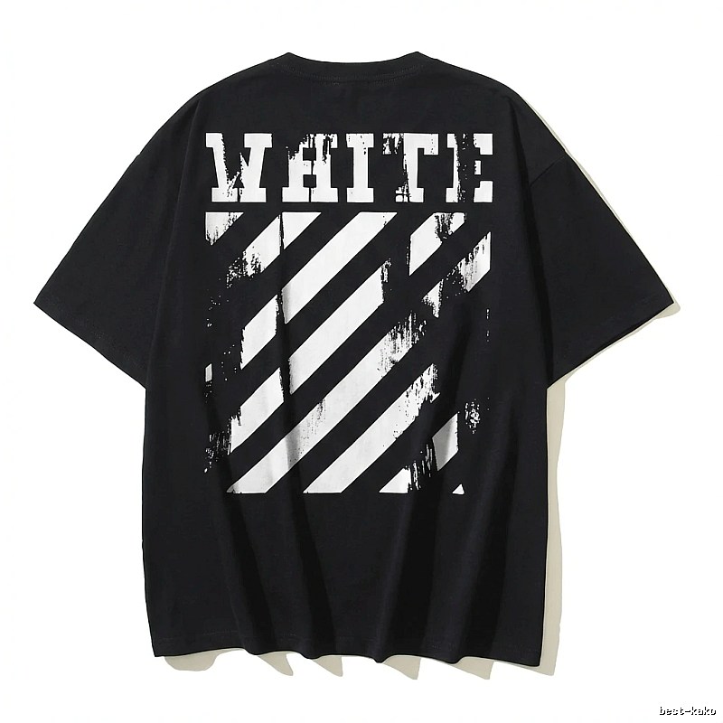 Off-White striped-style black T-shirt
