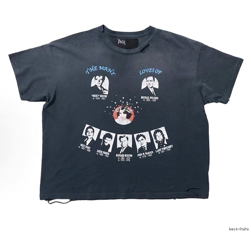 Paly Hollywood Portrait Print Vintage Charcoal Black T-Shirt