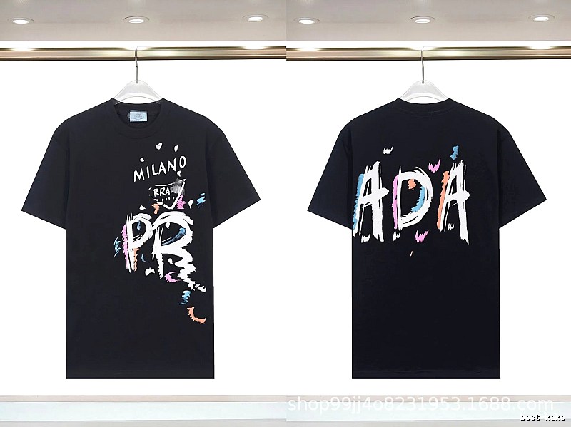 Prada Graffiti Collection Street Style Black T-Shirt