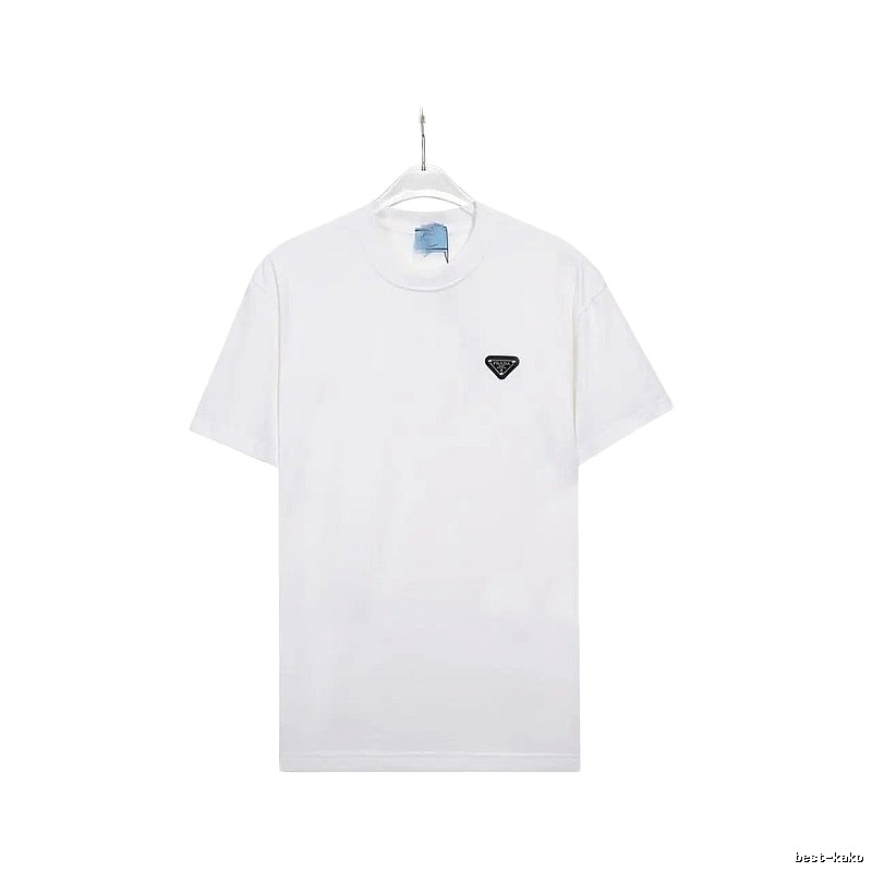 Prada Triangle Logo Minimalist Style White Short-sleeve T-shirt