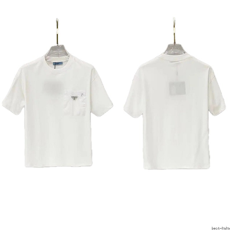 Prada Triangle Logo Minimalist Style White Short-sleeve T-shirt