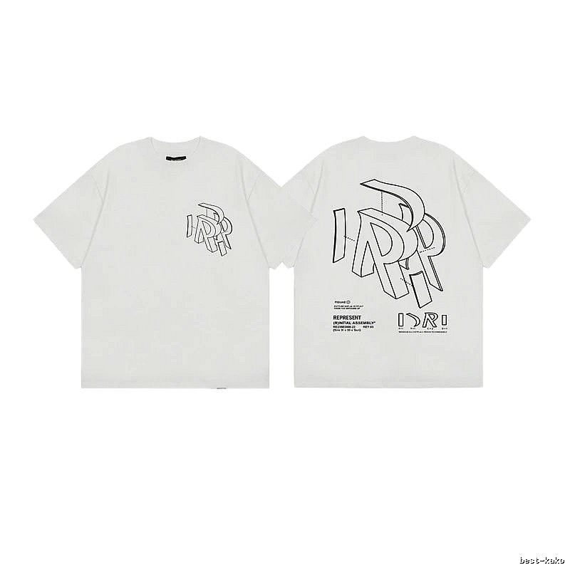 Represent Geometric Print Street-style Off-white T-shirt
