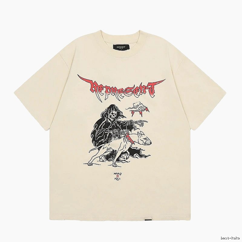 Represent Grim Reaper Print Vintage High Street Beige T-Shirt