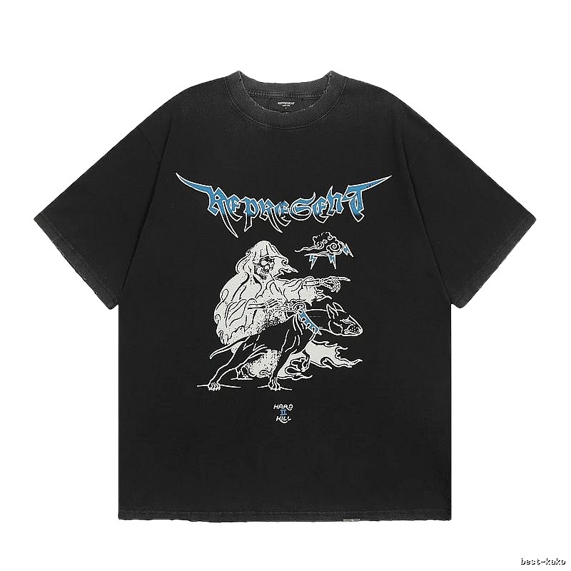 Represent Grim Reaper Print Vintage Style Black T-Shirt