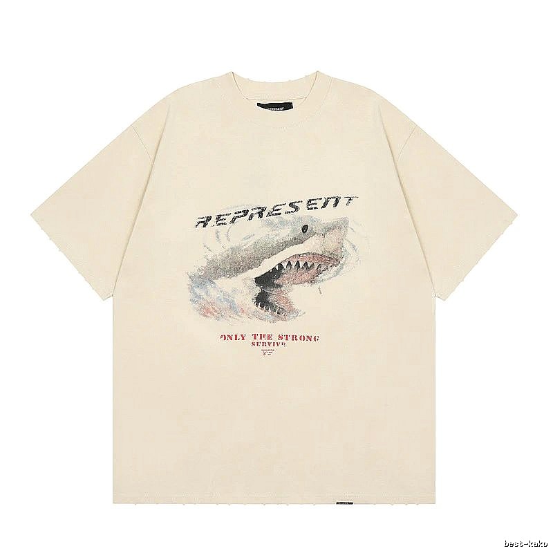 Represent Shark Print Vintage Beige T-Shirt