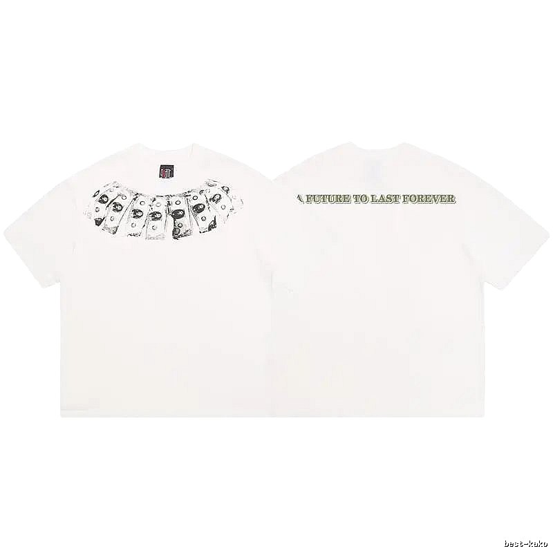 SAINT Dollar Bill Print Street Style White T-Shirt
