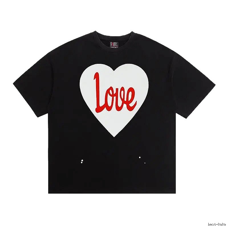SAINT Heart Print Street Style Black T-Shirt