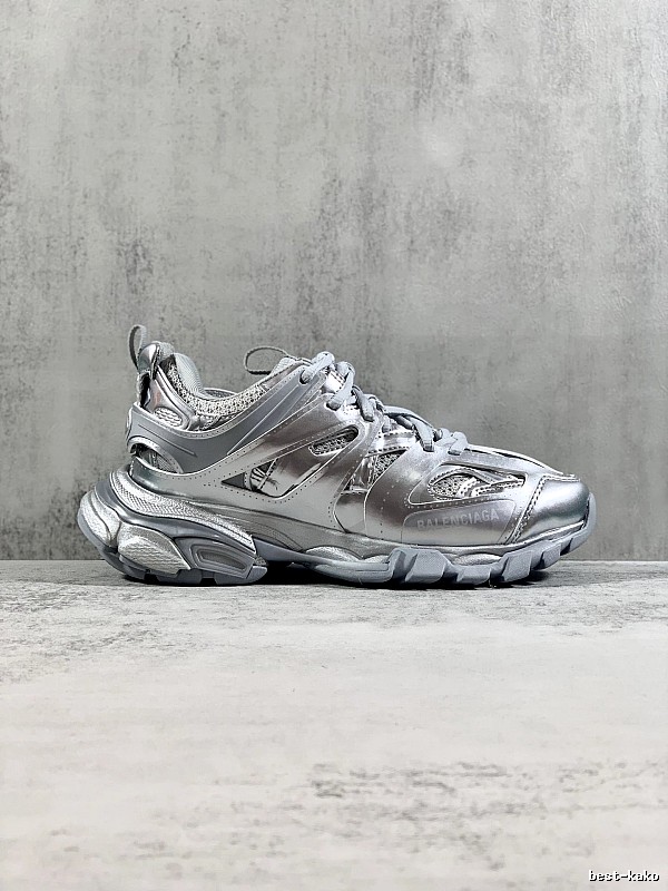 Silver Runner Sneaker by Balenciaga with Silver Layered Runner Side Profile