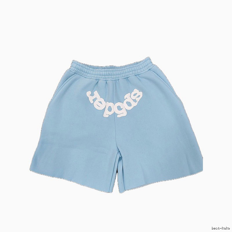 Sp5der Foam Print Street Style Light Blue Shorts