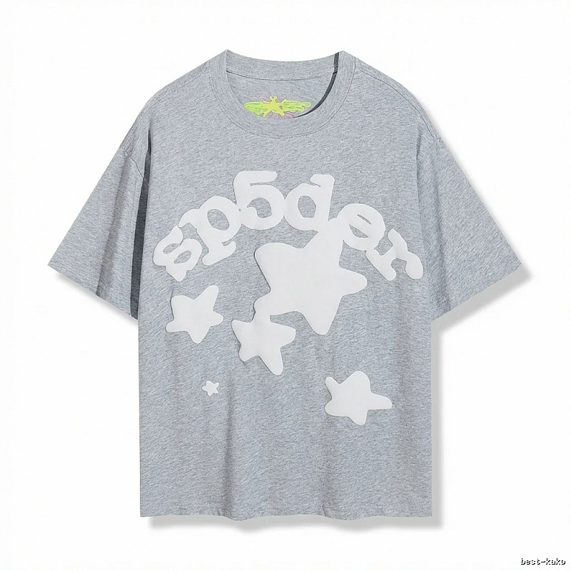 Sp5der Gray T-shirt with Star Print