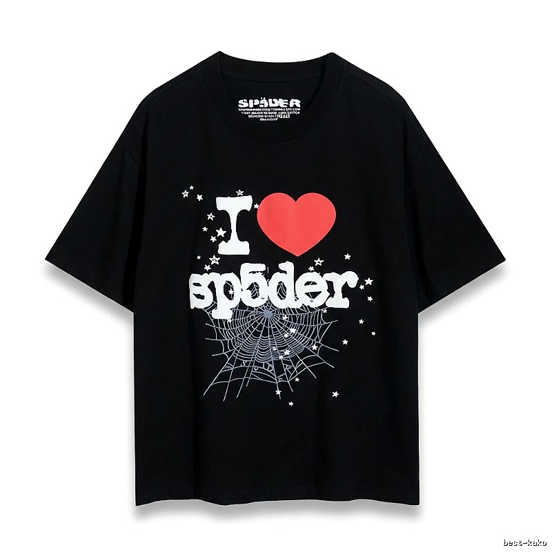 Sp5der Heart Print Black T-shirt