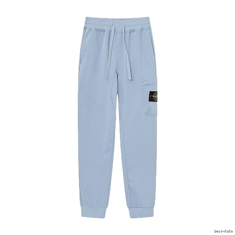 Stone Island Compass Badge Street Style Light Blue Cuffed Jogger Sweatpants