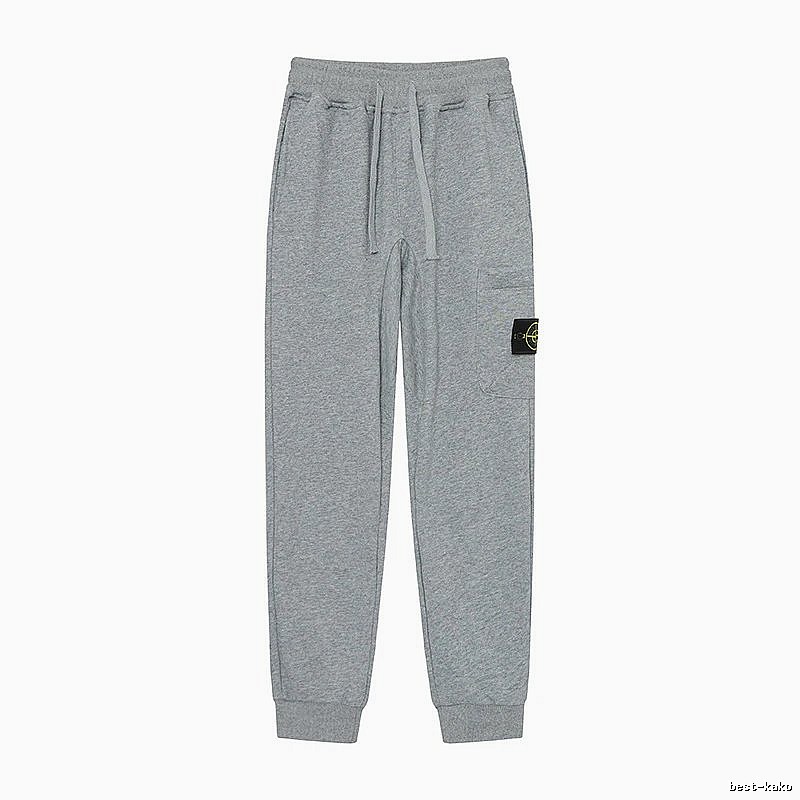 Stone Island Compass Logo Casual Light Grey Cuffed Sweatpants