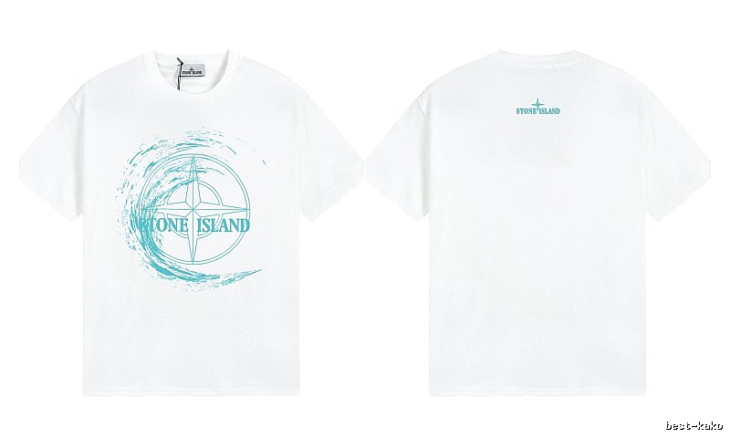 Stone Island Compass Print Street Style White T-Shirt