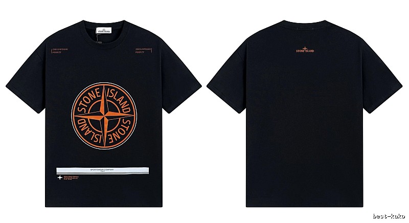 Stone Island Compass Techwear Style Black Short Sleeve T-Shirt
