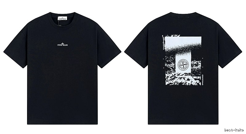 Stone Island Printed Functional Style Black Short Sleeve T-Shirt