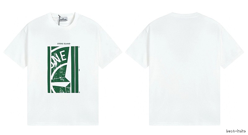 Stone Island Printed Street Style White Short Sleeve T-Shirt