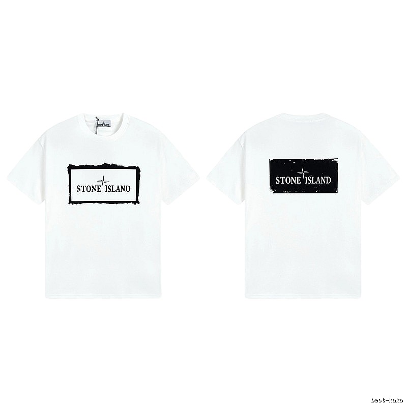 Stone Island Printed Street Style White Short Sleeve T-Shirt