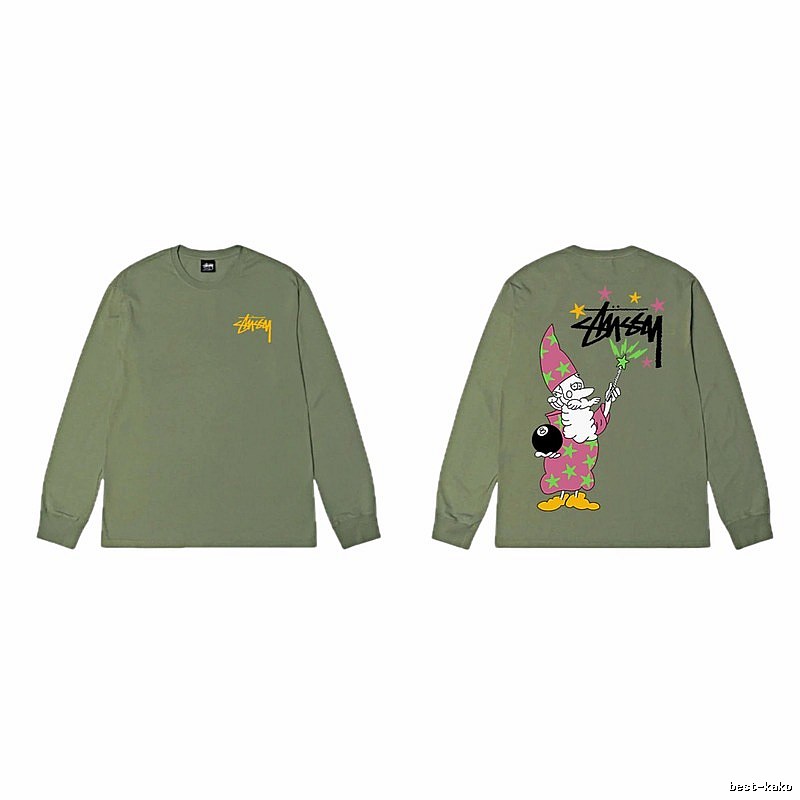 Stussy Cartoon Fun Style Olive Green Sweatshirt