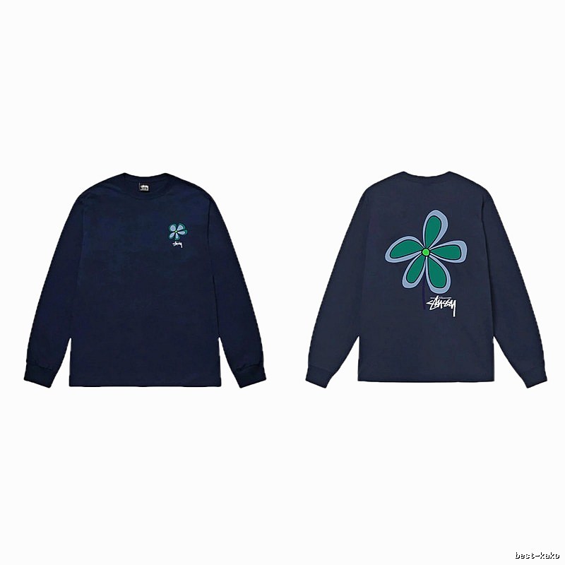 Stussy Floral Series Casual Style Navy Long-Sleeve