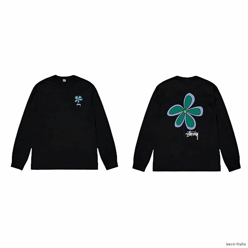 Stussy Flower Print Black Long-Sleeve