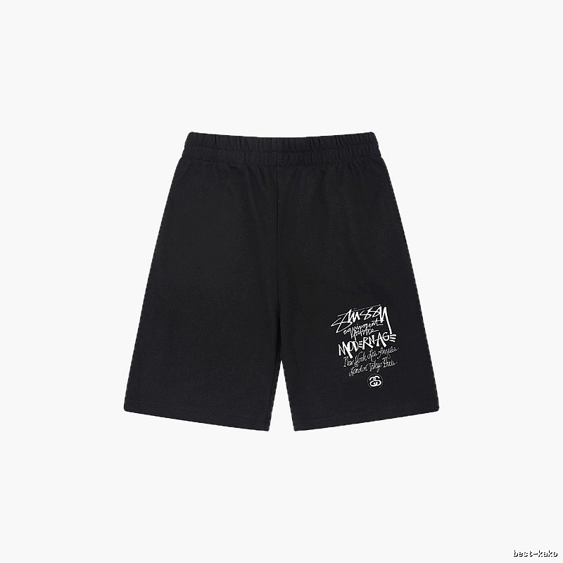 Stussy graffiti-style black shorts