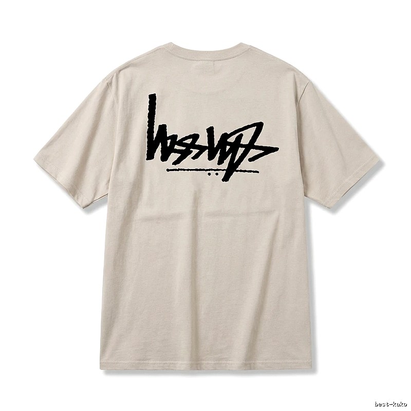 Stussy graffiti-style light gray T-shirt