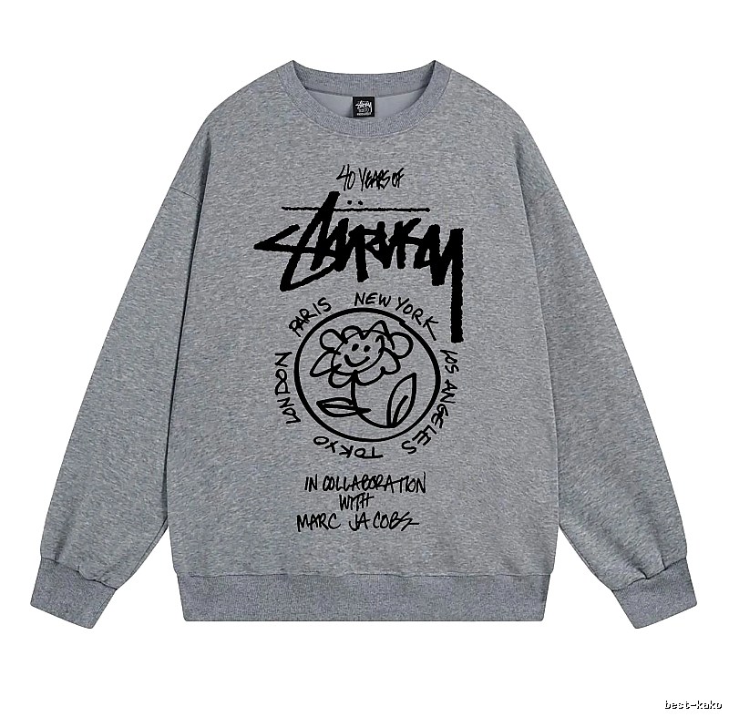 Stussy Gray Style 539 Graphic SweatShirt Minimal Look