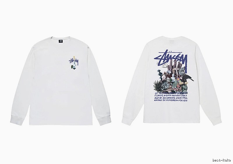 Stussy printed trendy white long-sleeve