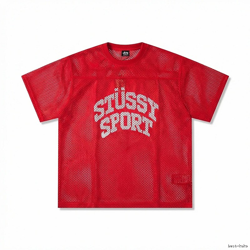 Stussy Sport series red trendy short-sleeved shirt.