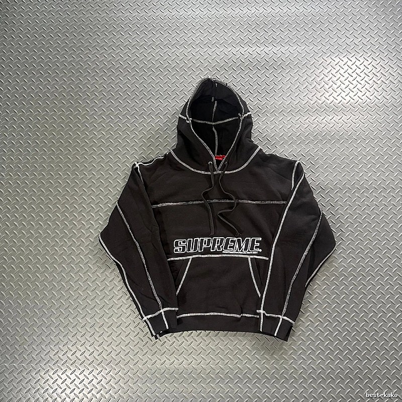 Supreme Black Contrast Piping Pullover Hoodie