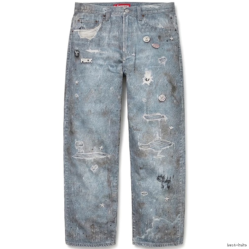 Supreme distressed light blue jeans
