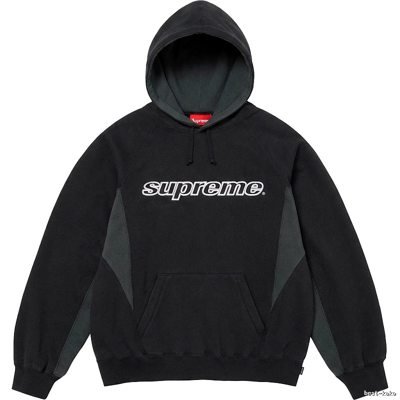 Supreme patchwork-style black hoodie