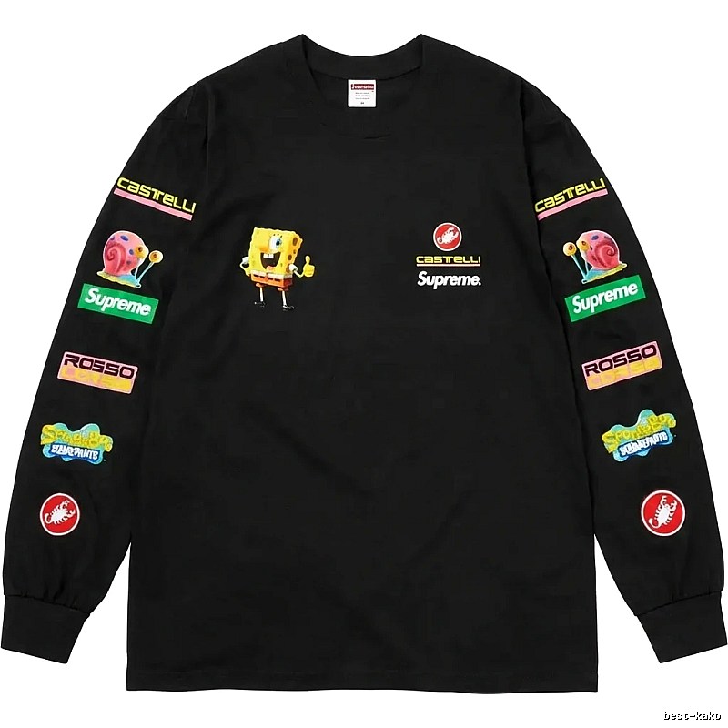 Supreme SpongeBob SquarePants Co-branded Black Long-sleeve Shirt
