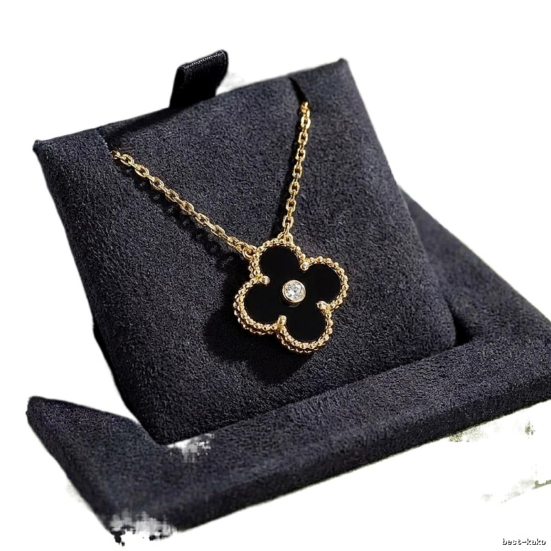 Van Cleef & Arpels Alhambra Black Flower Necklace