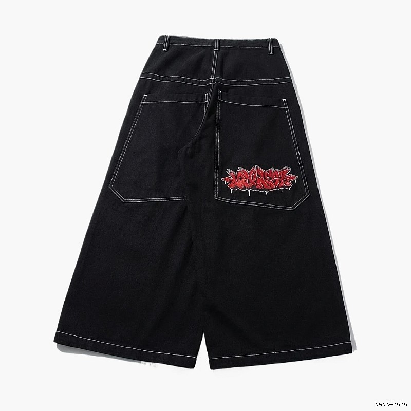 Y2K-style black wide-leg pants