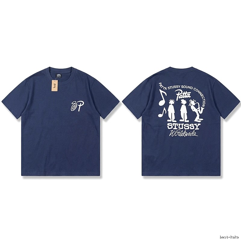 Stussy Co-branded Hip-hop Style Navy Blue T-shirt